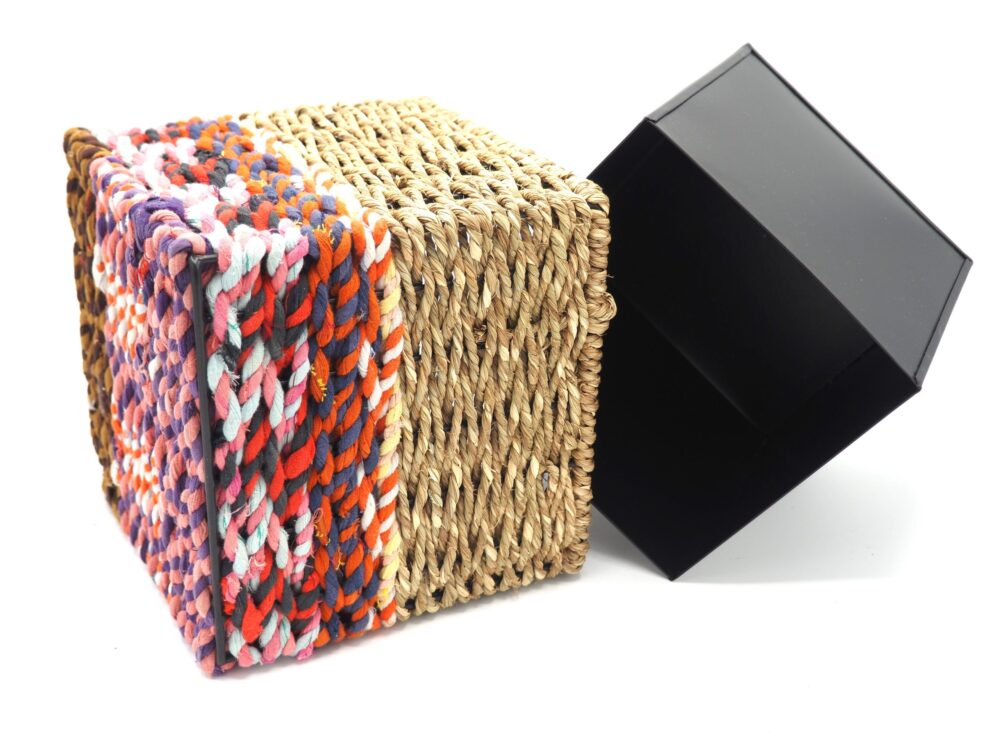 Munja And Reclaimed Sari Fabric Planter – Medium - Image 5