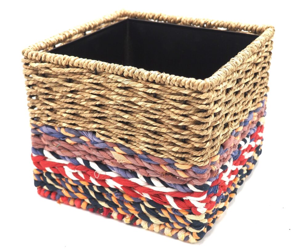 Munja And Reclaimed Sari Fabric Planter - Large - Image 2