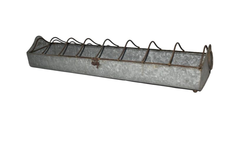 Antique Style Galvanized Feeding Trough Planter - Image 3