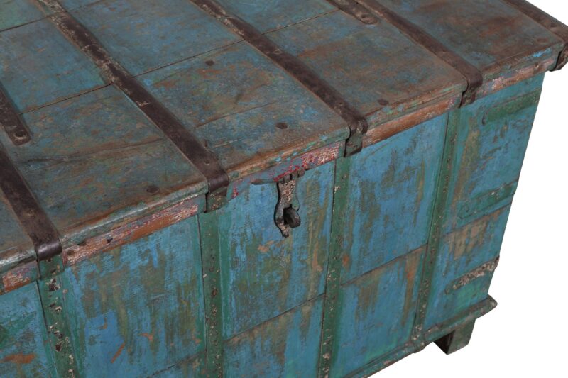 Antique Indian Teak Wood Sandook Chest Or Trunk - Image 2