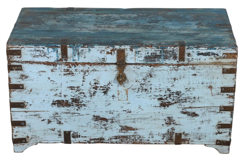 Antique Indian Teak Wood Chest Or Trunk - Image 3