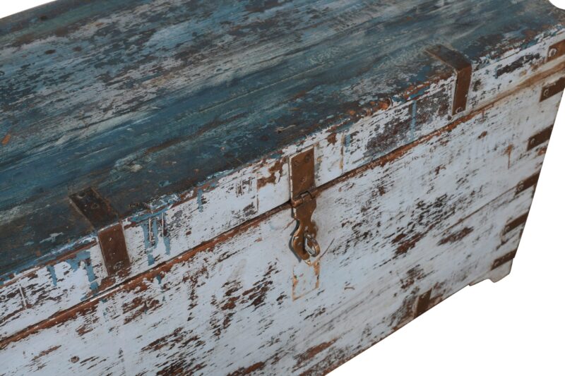 Antique Indian Teak Wood Chest Or Trunk - Image 2