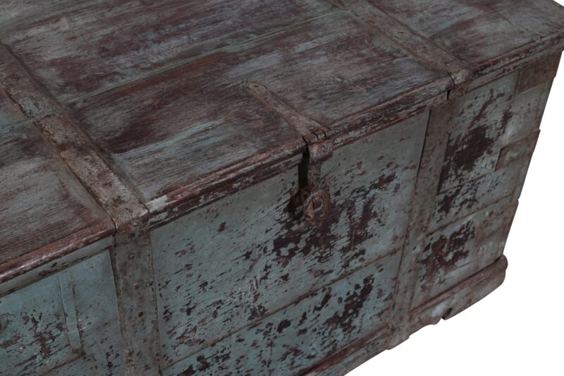 Antique Indian Teak Wood Chest Or Trunk - Image 4