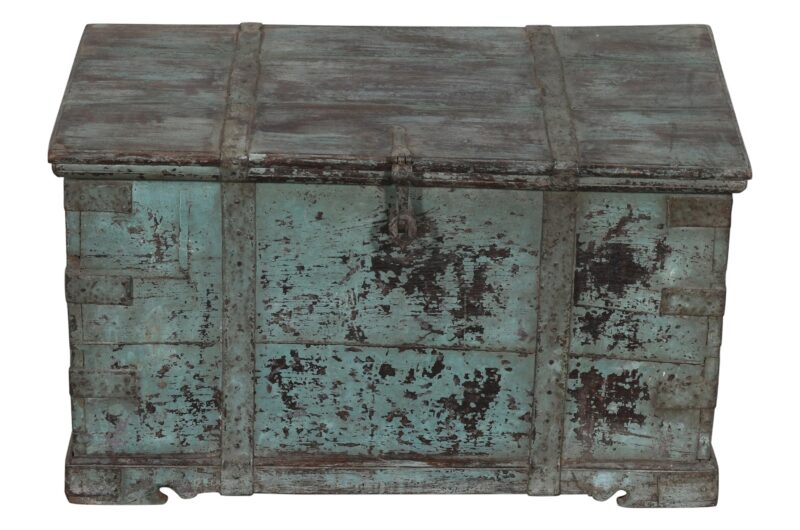 Antique Indian Teak Wood Chest Or Trunk - Image 2