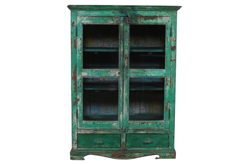 Antique Indian Teak Wood Almirah Kitchen Cabinet Cupboard - Image 2