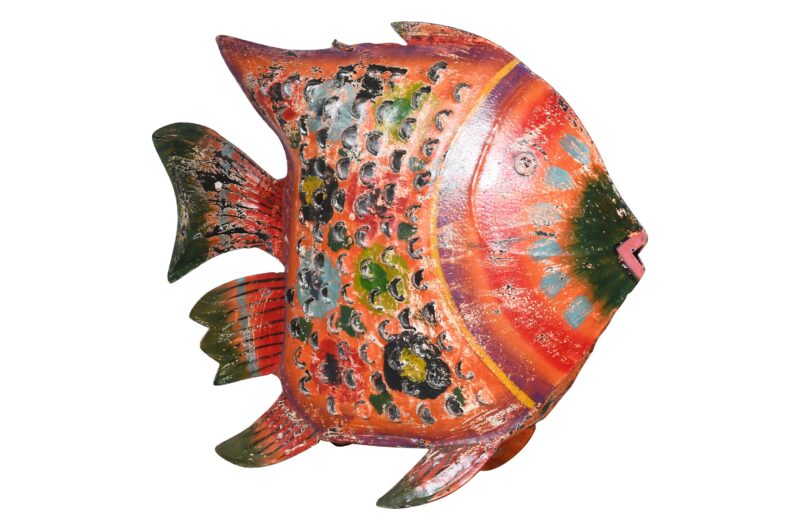 Hanging Indian Reclaimed Iron Painted Fish Tea Light Candle Holder - Image 2