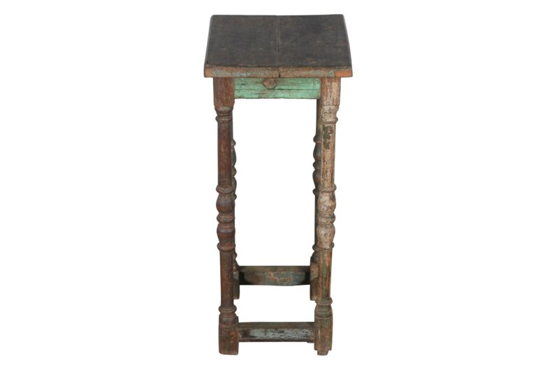 Antique Indian Teak Wood Stool - Image 2