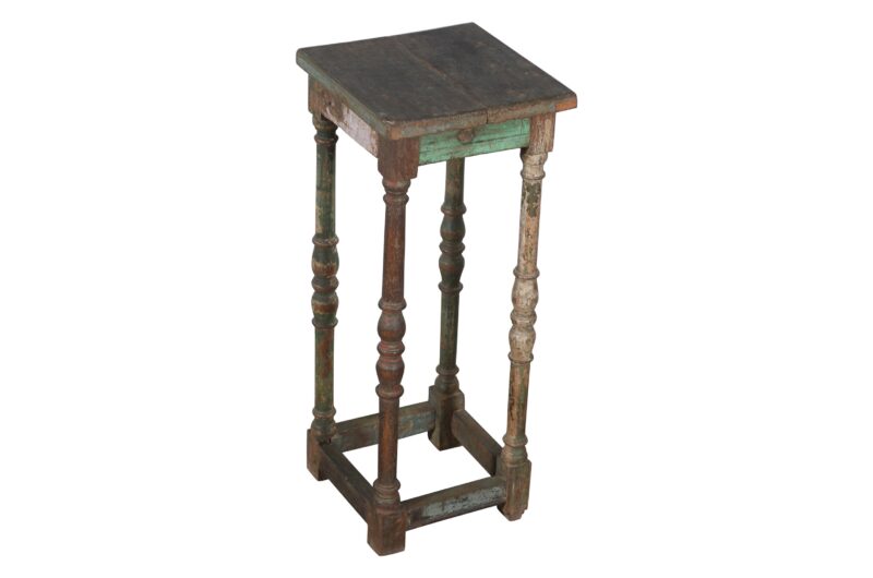 Antique Indian Teak Wood Stool - Image 3