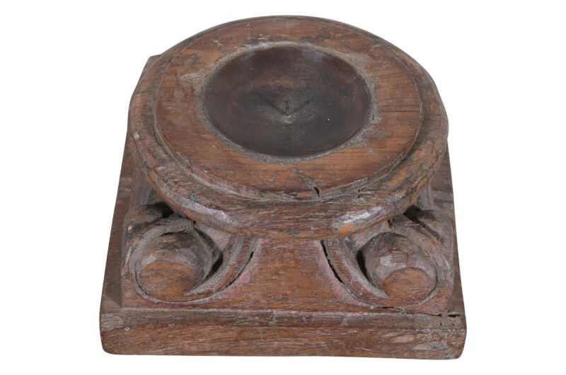 Antique Indian Teak Wood Pillar Base Candle Holder - Image 3