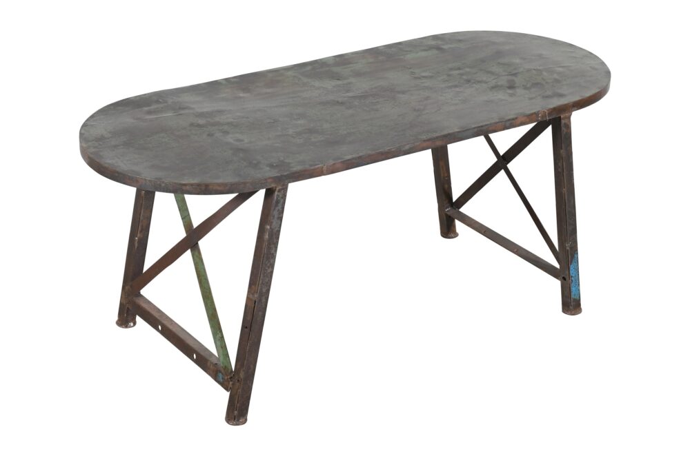 Reclaimed Vintage Indian Iron Metal Table - Image 6
