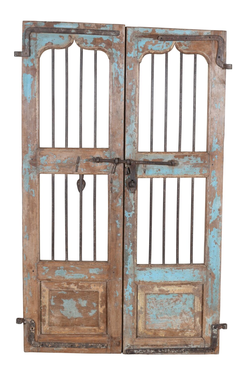Antique Indian Pair Of Teak Wood Jali Doors