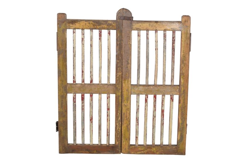 Antique Indian Teak Wood Dog Garden Gate Pair