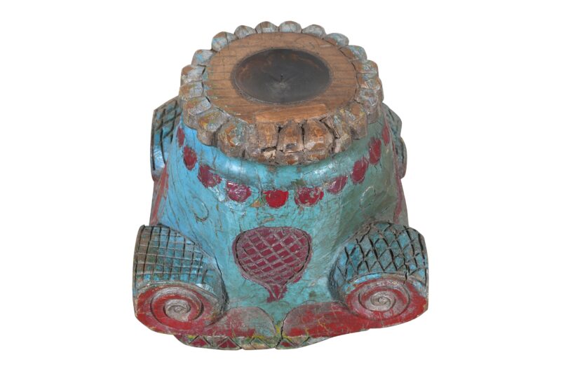 Antique Indian Teak Wood Pillar Base Candle Holder - Image 4