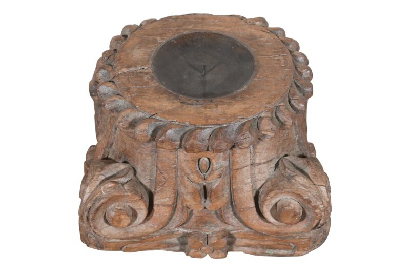 Antique Indian Teak Wood Pillar Base Candle Holder - Image 2