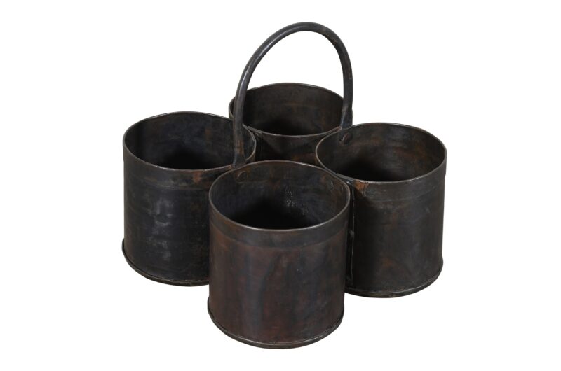 Vintage Indian Iron Desk Tidy Or Planter - Quad - Image 6