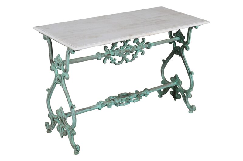 Cast Iron Heavyweight Console TableWith Marble Top