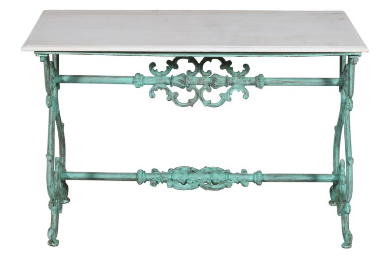 Cast Iron Heavyweight Console TableWith Marble Top - Image 2