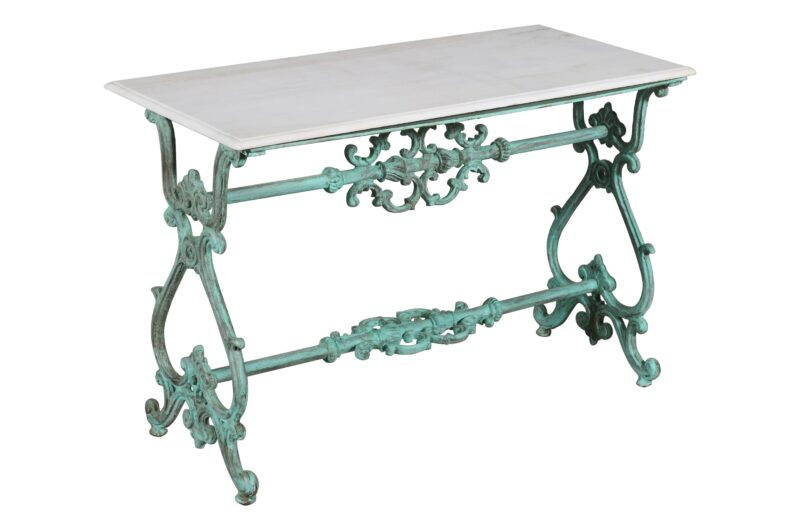 Cast Iron Heavyweight Console TableWith Marble Top - Image 5