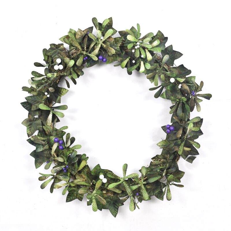 Christmas Artisan Fairtrade Metal Mistletoe Wreath Door Decoration