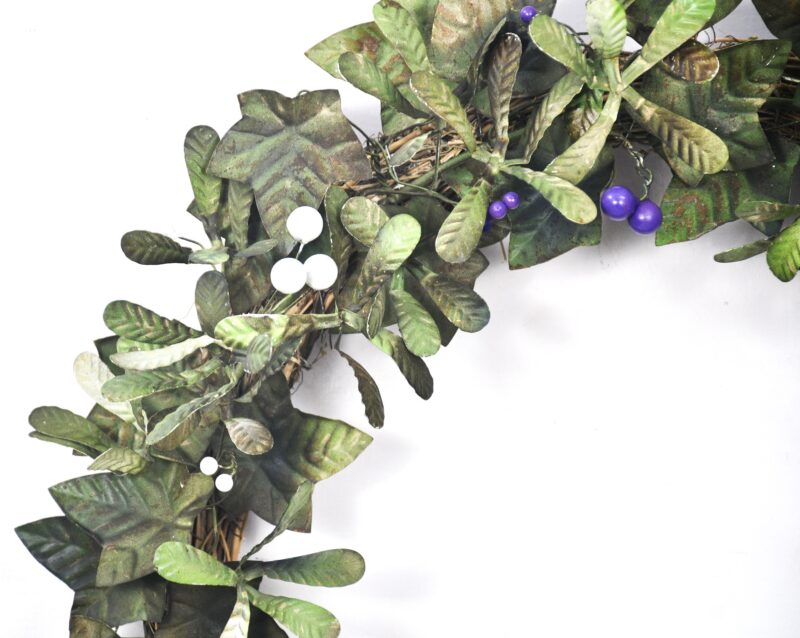 Christmas Artisan Fairtrade Metal Mistletoe Wreath Door Decoration - Image 3