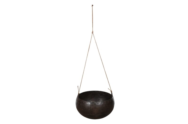 Indian Vintage Iron Hanging Matka Planter - Image 2