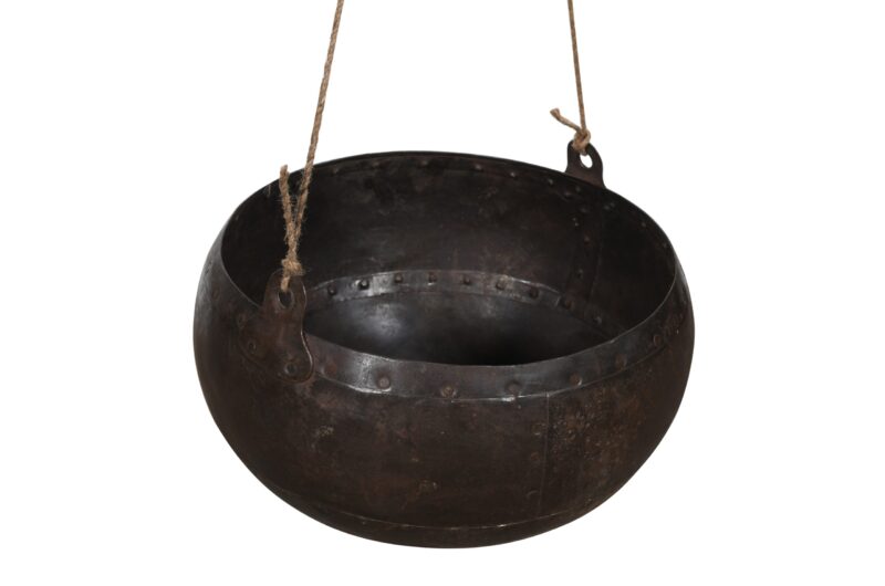 Indian Vintage Iron Hanging Matka Planter - Image 4