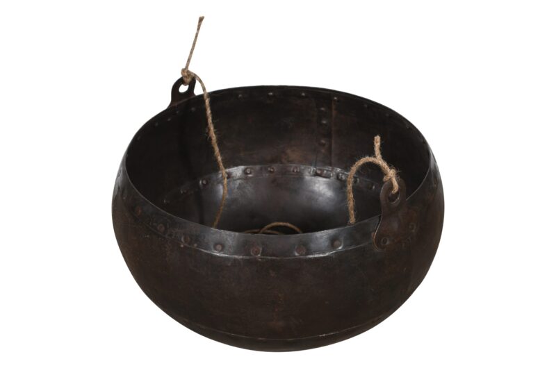 Indian Vintage Iron Hanging Matka Planter - Image 3