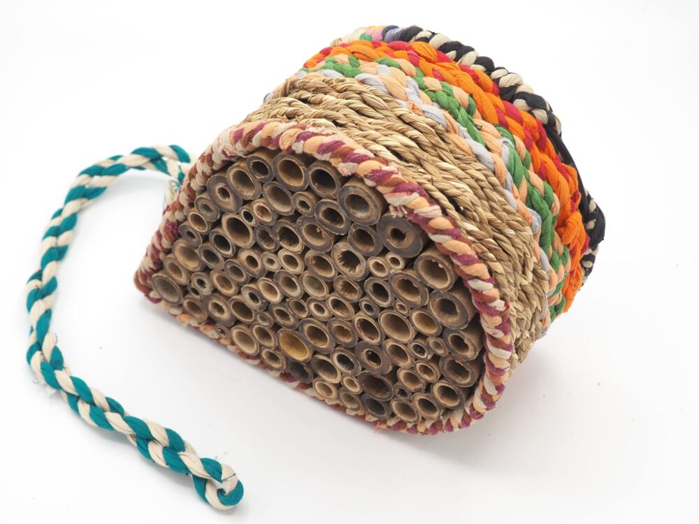 Munja And Reclaimed Fabric Eco Hanging Bee Home - Image 3