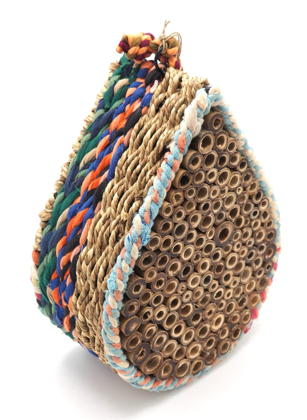 Munja And Reclaimed Fabric Eco Hanging Bee Home - Image 5