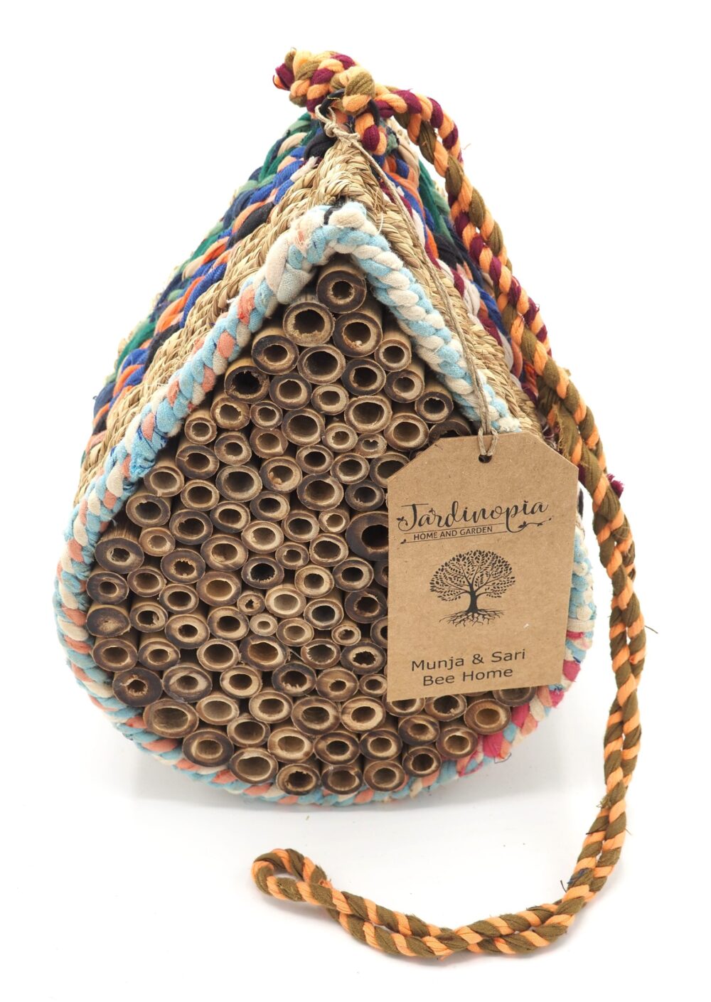 Munja And Reclaimed Fabric Eco Hanging Bee Home - Image 6