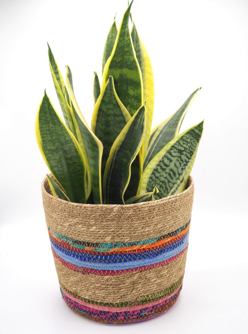 Munja And Reclaimed Fabric Eco Planter With Removable Metal Liner - Large - Image 5