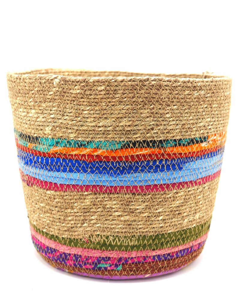 Munja And Reclaimed Fabric Eco Planter With Removable Metal Liner - Medium - Image 4