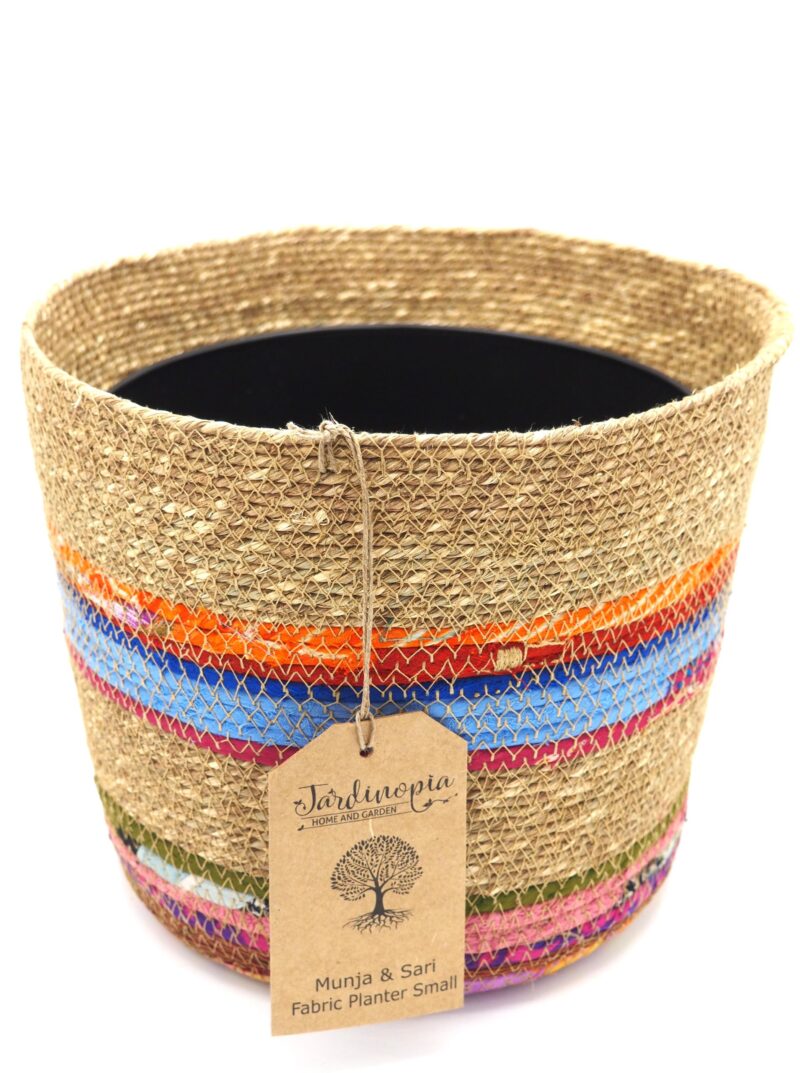 Munja And Reclaimed Fabric Eco Planter With Removable Metal Liner - Medium - Image 5