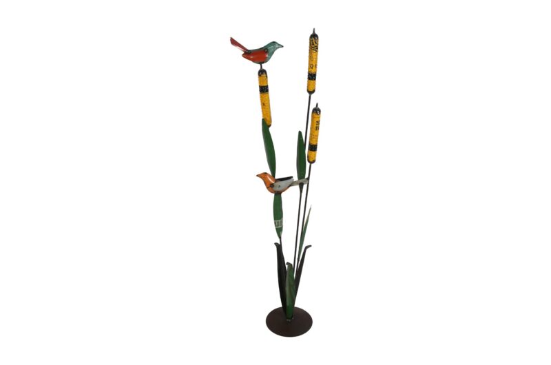 Indian Artisan Made Recycled Iron Pearl Millet With Bird Garden Decoration Figure - Image 2