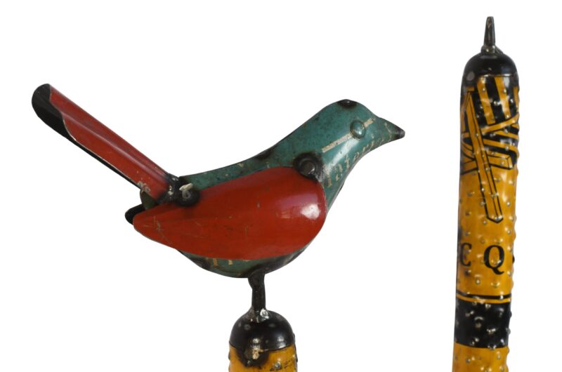 Indian Artisan Made Recycled Iron Pearl Millet With Bird Garden Decoration Figure - Image 3