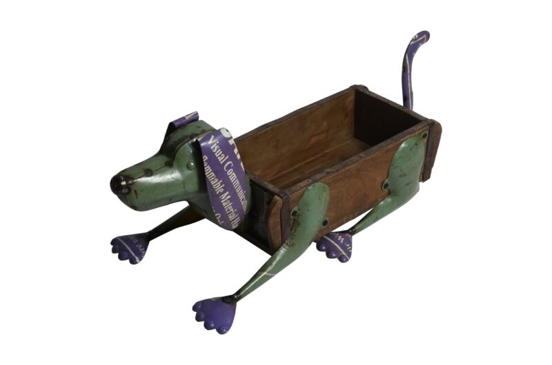 Recycled Iron Lying Dog Planter - Artisan-Made Rustic Garden Decoration - Image 2