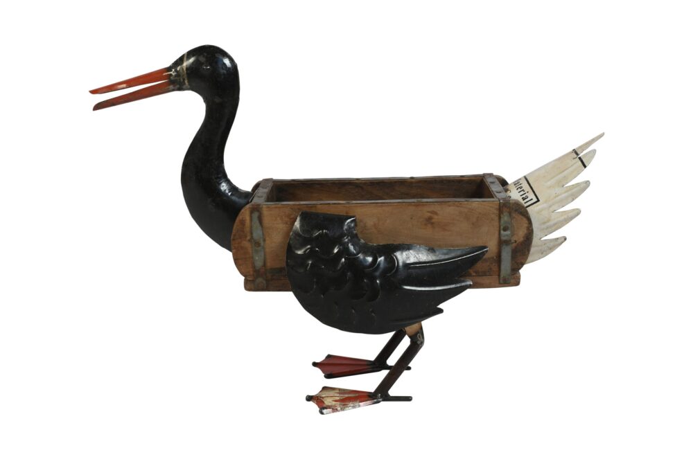 Recycled Iron Duck Planter - Artisan-Made Rustic Garden Decoration