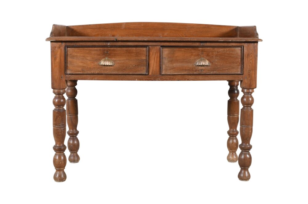 Antique Indian Teak Wood Writing Desk Side Table