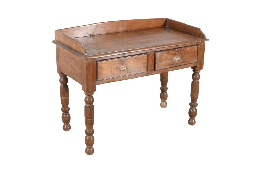 Antique Indian Teak Wood Writing Desk Side Table - Image 2