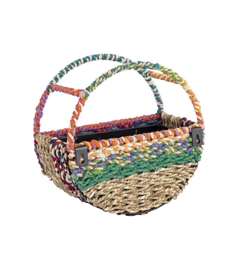 Munja And Reclaimed Sari Fabric Circular  Wall Bird Feeder - Large - Image 2