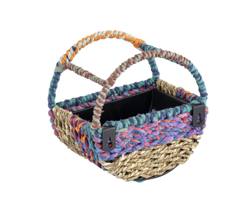 Munja And Reclaimed Sari Fabric Circular  Wall Bird Feeder - Large - Image 3