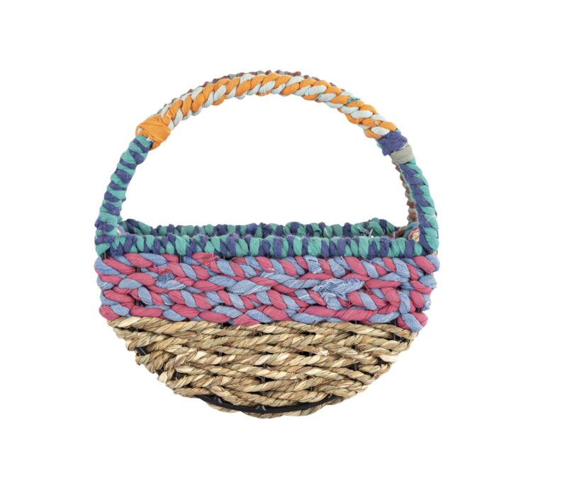 Munja And Reclaimed Sari Fabric Circular  Wall Bird Feeder - Large - Image 4