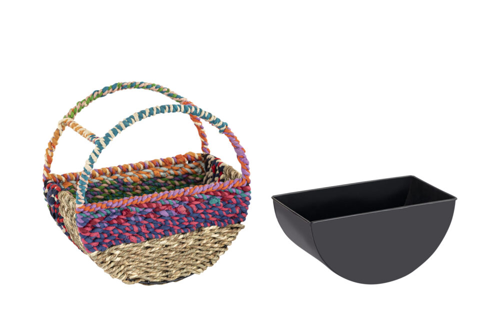 Munja And Reclaimed Sari Fabric Circular  Wall Feeder - Medium - Image 3