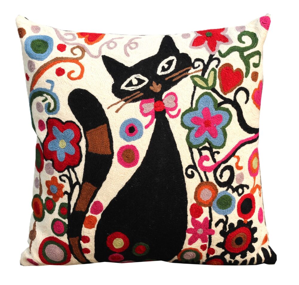Embroidered Cushion Cover With Poly Fiber Filler