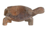 Vintage Indian Teak Wood Tortoise Statue Decor - Garden Or Home Made From Reclaimed Cow Bells