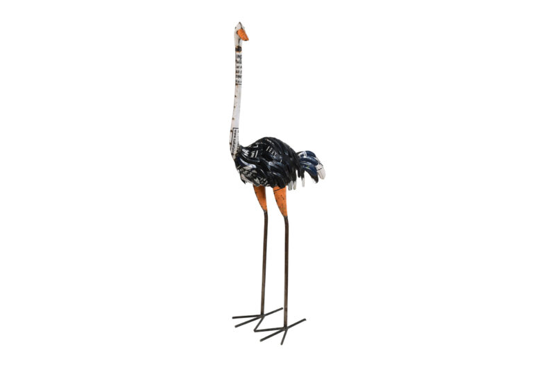 Recycled Iron Ostrich Garden Decoration - Artisan-Made Statement Figure - Image 2