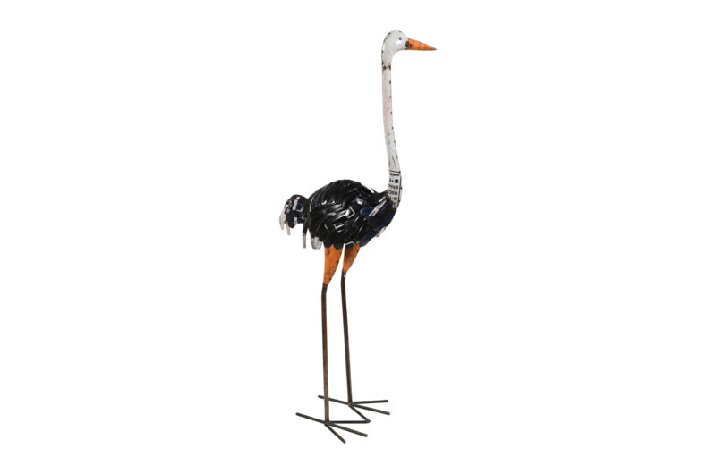 Recycled Iron Ostrich Garden Decoration - Artisan-Made Statement Figure - Image 3