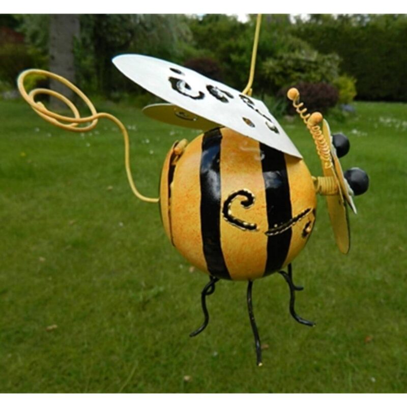 Handpainted Bee Hanging Tealight Holder - Indoor/Outdoor Tin Decoration - Image 4