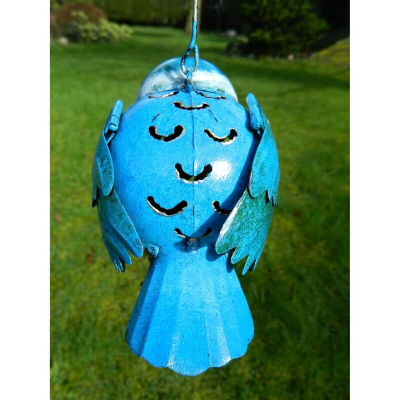 Handpainted Kingfisher Hanging Tealight Holder - Indoor/Outdoor Tin Decoration - Image 6