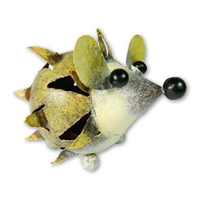 Handcrafted tin hedgehog tealight holder for indoor and outdoor use